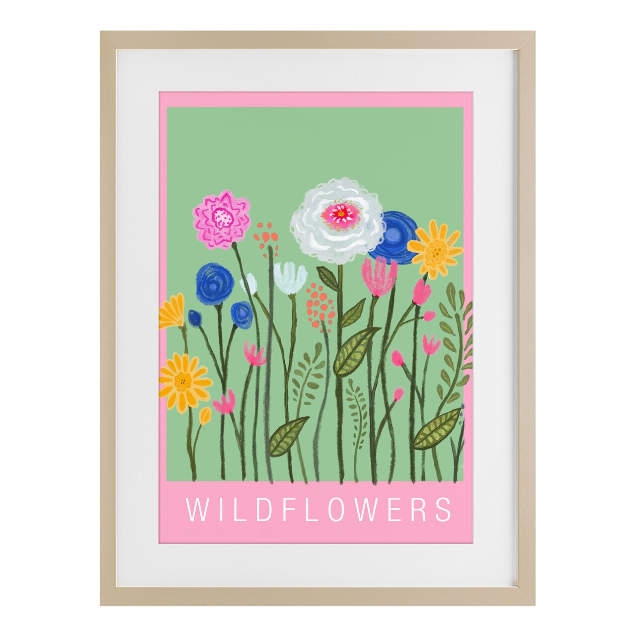 Stupell Industries Wild Flowers with Pink Border Framed Print Under Glass, design by Elizabeth Medley